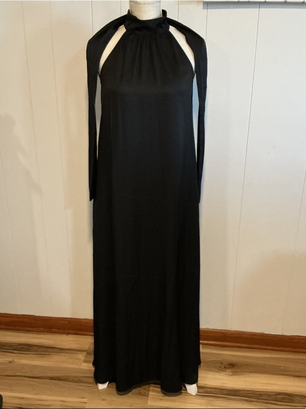 Ann Taylor Black Halter Maxi Dress with Shoulder Ties